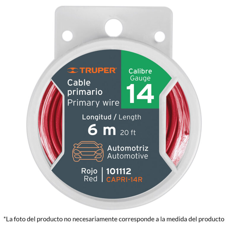 Carrete con 2.5 m de cable primario rojo calibre 10  Truper