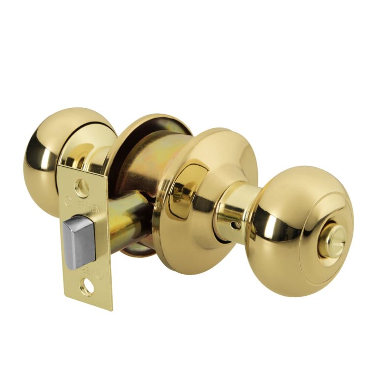 Cerradura tipo oval para bano  laton brillante  Hermex